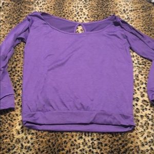 Purple long sleeve shoulder cut out top